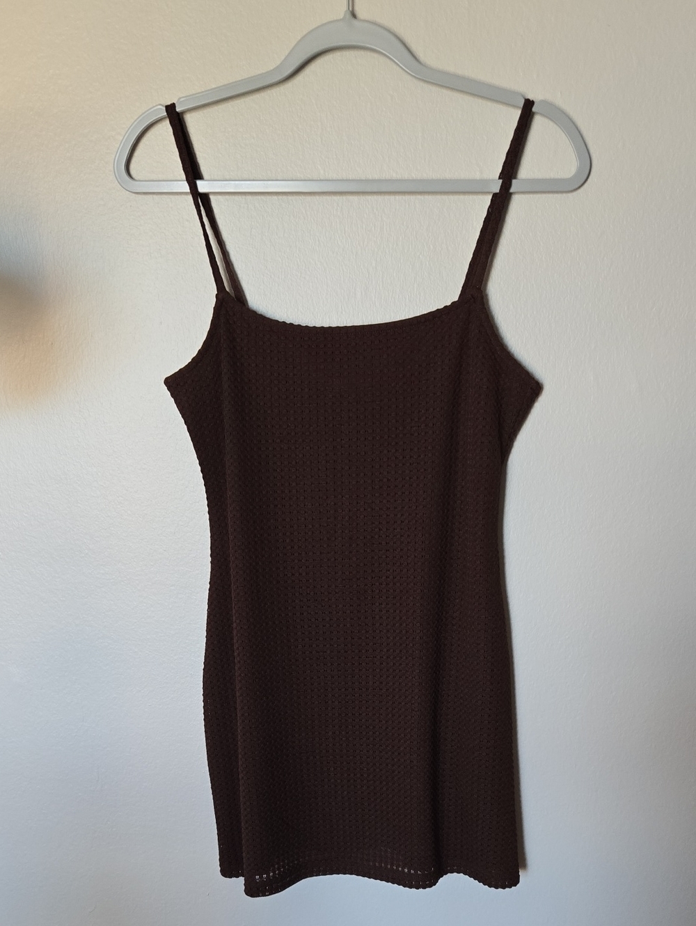 H&M Chocolate Brown Knit Spaghetti Strap Mini Dress